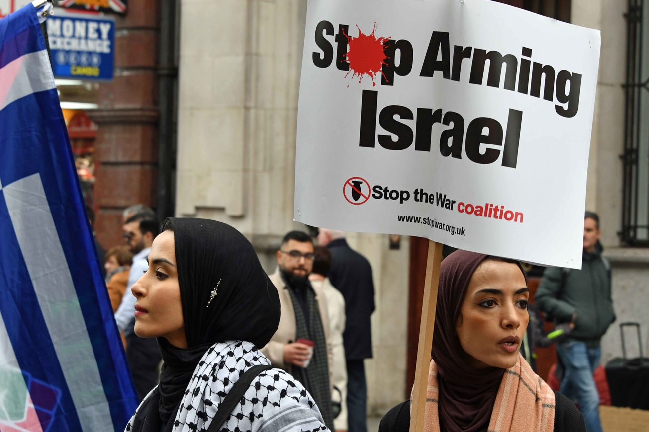 מחאה פרו-פלסטינית בלונדון, באפריל 2024 (צילום: Julian Stallabrass, CC BY 2.0)